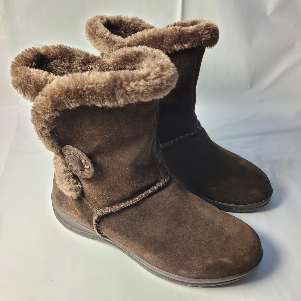 White Mountain Treeline Boots‎ Womens 7M Brown Suede Faux Fur Winter W14418Z